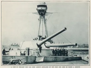 Mounted Prints: Big guns mounted on board a Monitor naval ship