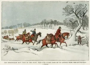 Bags Prints: Birmingham mail in snow 1836