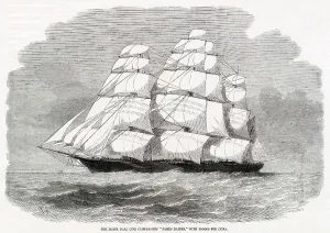 1850s Prints: The Black Ball LIne Clipper Ship James Baines