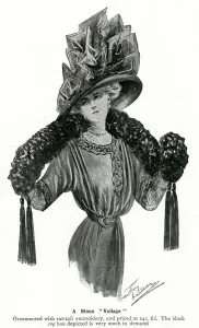 Large Prints: Black mourning boa 1910