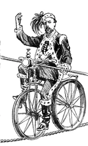 Images Dated 15th November 2004: Blondin riding a bicycle on a high-wire, 19th century