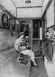 Traveller Prints: The Blue Train to the Riviera - carriage interior