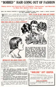 Bobbed Prints: Bobbed hair going out of fashion, 1919 Harlene advert