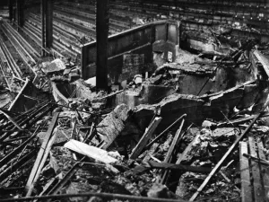 Bomb Prints: Bomb damage to the centre court at Wimbledon