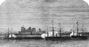 Subjects Prints: Bombardment of Fort Masnaah, Gulf of Oman, 1874