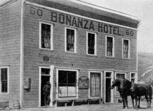 Popular Prints: Bonanza Hotel, on the south of the Klondike River, Alaska