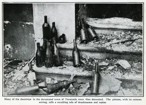 Steps Prints: Bottles in the ruins of Termonde, Belgium, WW1