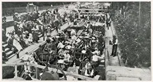 1901 Prints: Boulters Lock - on Ascot Sunday, packed with rowing boats in the lock on the River