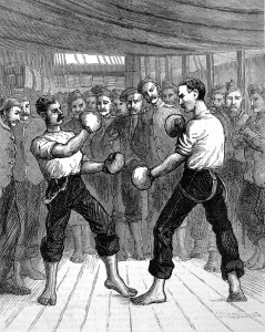 Images Dated 7th July 2004: Boxing on board a Troopship, 1876