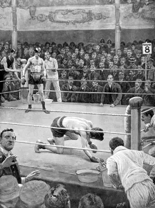 Saloon Prints: Boxing Match at the Ring Boxing Saloon, London, 1911
