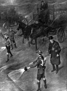Heavy Prints: Boy Scouts directing Traffic in a London Fog, 1909