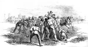 Boys Prints: Boys playing rugby at Rugby School