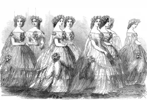 Corsage Prints: Bridesmaids at the wedding of the Princess Royal, 1858