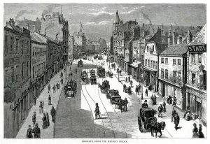Tram Prints: Briggate - Leeds, Yorkshire 1885