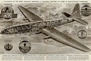 G H Davis Illustrations Prints: Britains Brabazon I passenger aircraft by G. H. Davis