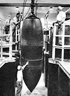 Bomb Prints: British 10-ton Bomb on the production line; Second World War