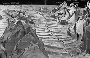 Route Prints: British Antarctic Expedition Route over the Beardmore Glacie