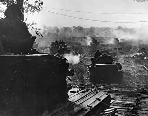 Forces Prints: British Armoured Vehicles advancing in Normandy; Second Worl