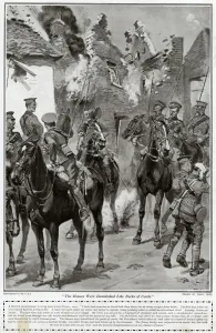 Demolished Prints: British cavalrymen under bombardment, 1914
