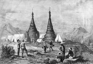 Abroad Prints: The British encampment at Mogok, Burma, 1887