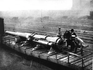 December Prints: A British gun which aided the attack on German troops in Antwerp