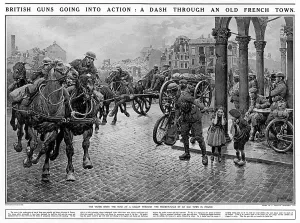 Gallop Prints: British Guns dash through French town