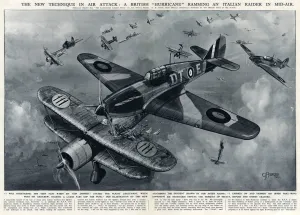 Raider Prints: British Hurricane ramming Italian raider by G. H. Davis
