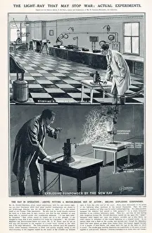 Twenties Prints: British inventor Harry Grindell Matthews's invention of the invisible ray in operation (above)
