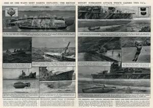 Medal Prints: British midget submarine attack by G. H. Davis