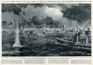 Destroyer Prints: British naval action in Narvik harbour by G. H. Davis