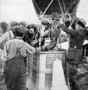 Surrounding Prints: A British observation-officers parachute being tested