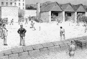 Mar17 Prints: British Officers Playing Rounders in Suda Dockard