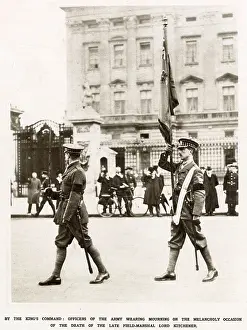 King Prints: Two British officers of the Scots Guards bearing the Colour at the changing of the guard at Buckingham palace