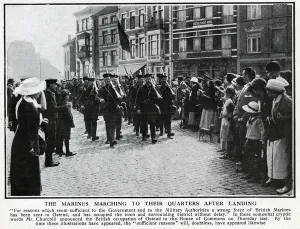 Marines Prints: British Royal Marines arriving in Ostend, Belgium, WW1