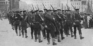 Marines Prints: British Royal Marines arriving in Ostend, Belgium, WW1