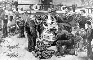Victory Prints: British sailors decorating the Victory on the anniversary