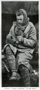 Eating Prints: British soldier eating rations at the Front, WW1