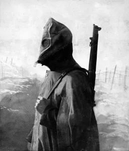 Feature Prints: British soldier in a new gas-mask