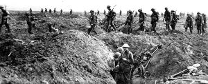 Captured Prints: British soldiers crossing a captured German trench