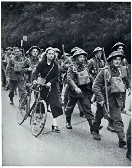 March Prints: British soldiers marching in full uniforms, September 1939