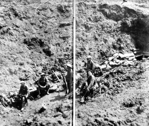 Beneath Prints: British soldiers in a mine-crater
