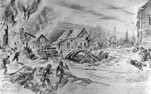 Forces Prints: British Troops fighting at Aanderberg Crossroads; Second Wor