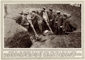Throwing Prints: British troops practising with new catapult