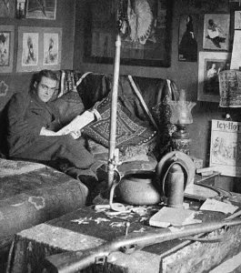 Cartoonist Prints: Bruce Bairnsfather in his workroom at Bishopton