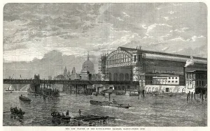 : Building Cannon Street Station, London 1866