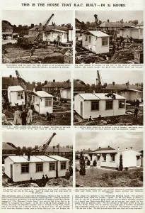 Living Prints: Building of a prefabricated houses in 3 hours 1945