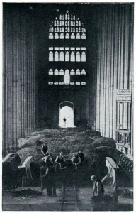 Precautions Prints: Burying the stalls of Canterbury Cathedral Nave, Sept 1939