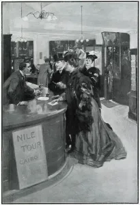 Cairo Prints: Buying travel tickets for Cooks tour to Egypt, 1908