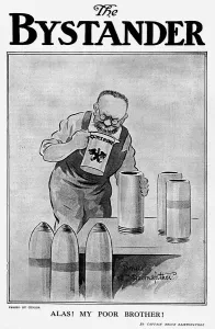 Factories Prints: Bystander front cover, Bairnsfather cartoon, German shells