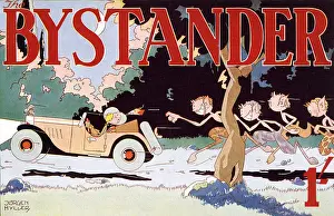 Driving Prints: Bystander masthead, 1929 - satryrs chasing lady motorist
